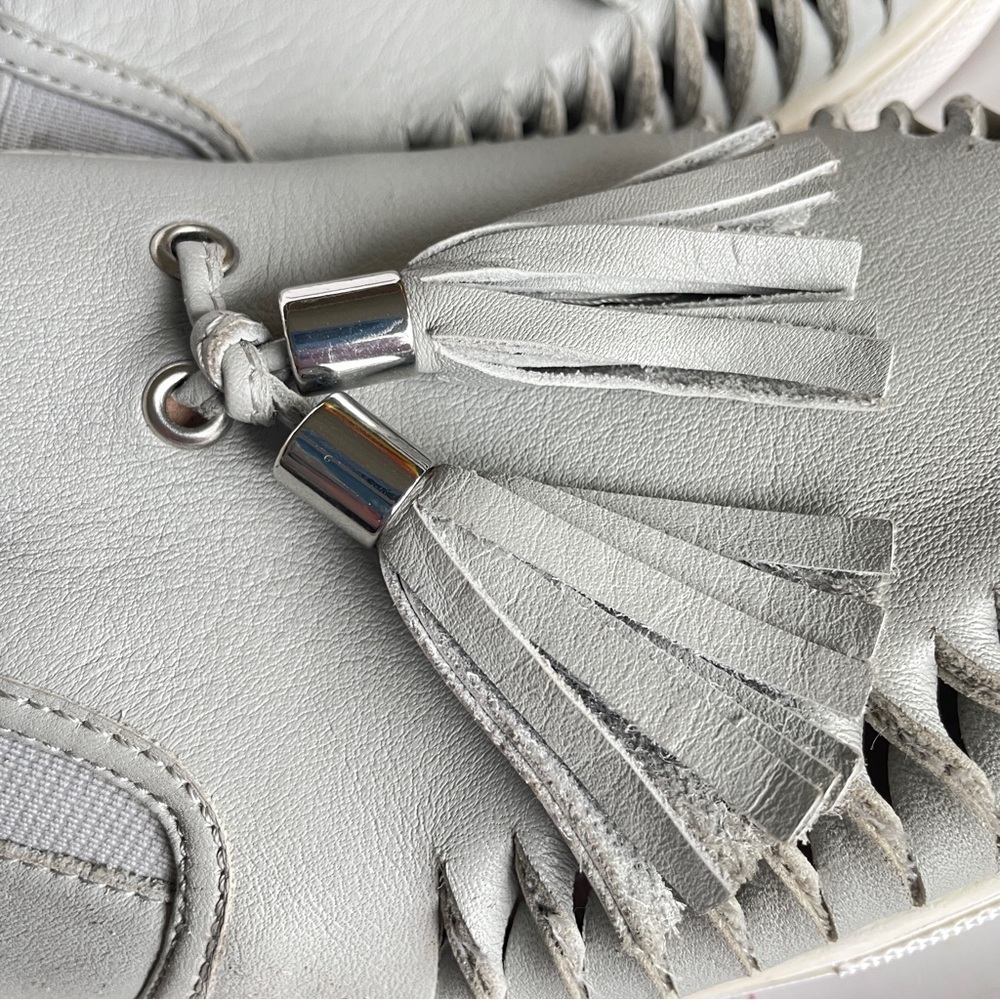 J Slides Moccasin Cheyenne Tassel Gray Leather Slip-on Sneakers Shoes Flats 7.5 - Picture 4 of 12